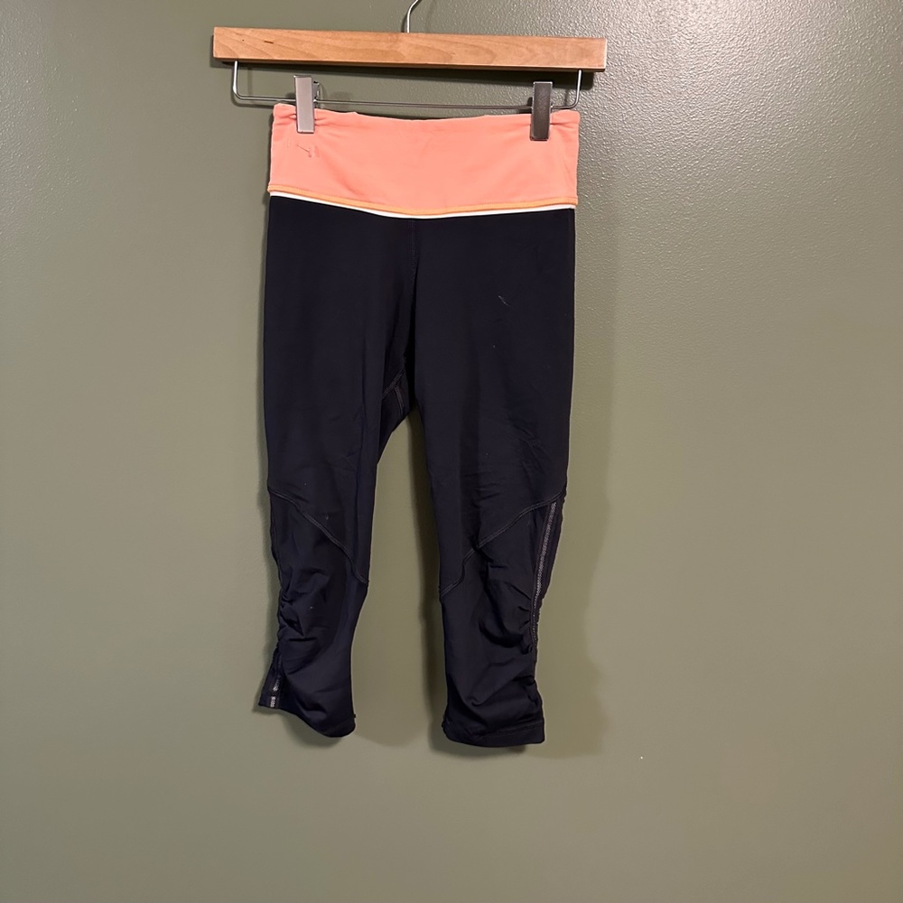 Lululemon Run for your life leggings grey black orange size 2